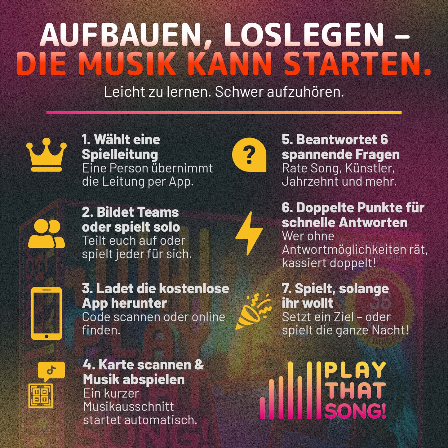 Play That Song! Musik-Kartenspiel mit App – Partyspiel für alle