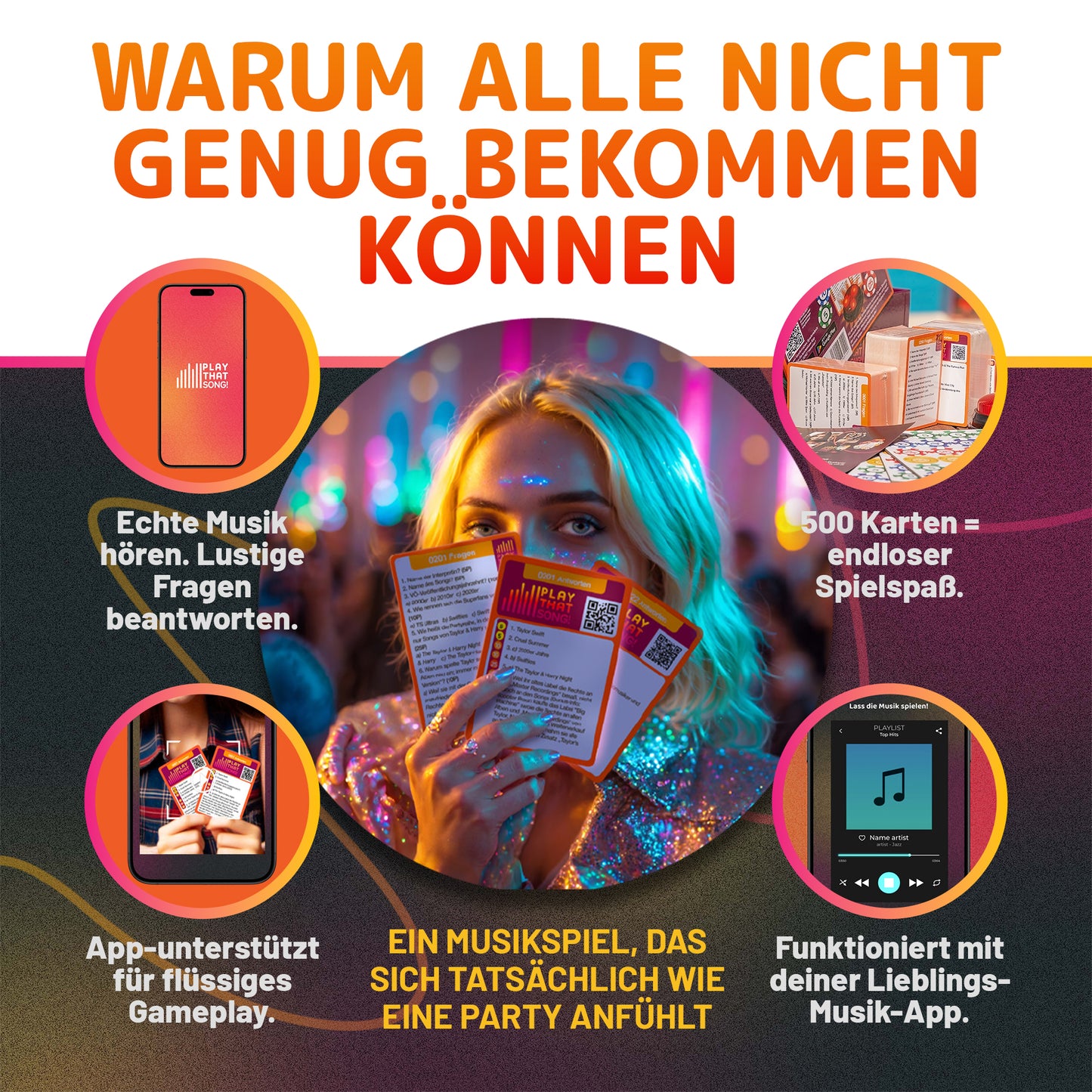 Play That Song! Musik-Kartenspiel mit App – Partyspiel für alle